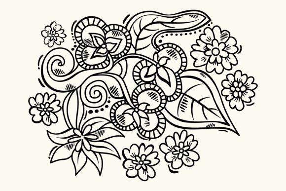 Black and White Batik Floral