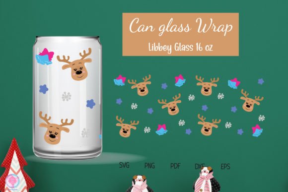 Christmas Reindeer Can Glass SVG