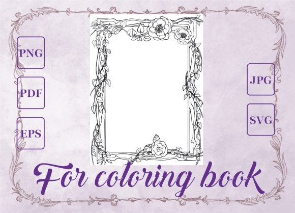 Floral Frame Linear Black and White