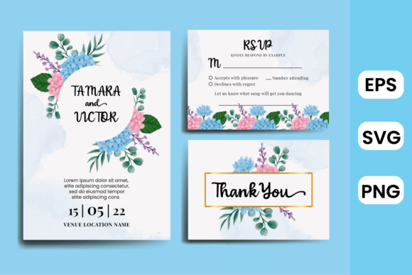 Floral Frame Wedding Invitation Hydrange