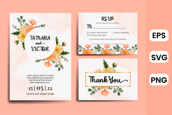 Floral Frame Wedding Invitation Poppies