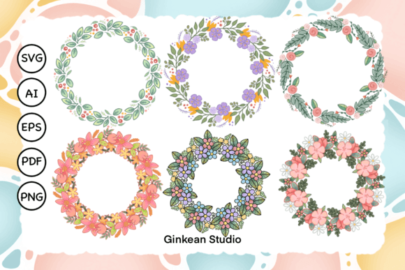 Floral Golden Wreath Clipart