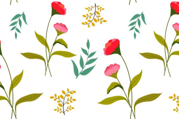 Floral Leaf and Flower Vector Pattern