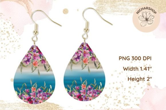 Floral Teardrop Earring Sea Sublimation