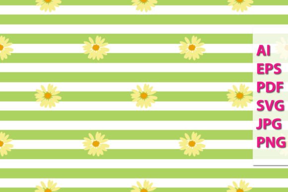 Floral with Stripe Digital Paper Pattern