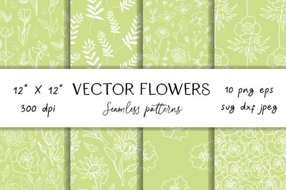 Green Floral Digital Paper