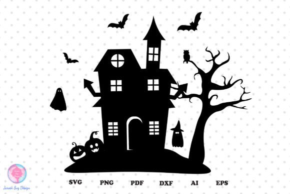 Halloween Scene SVG: Haunted House SVG