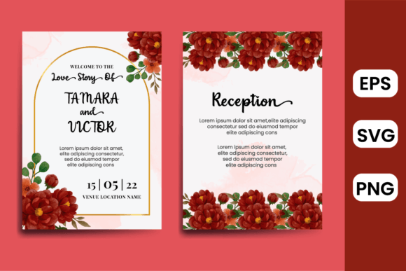 Invitation Peony Watercolor Flower SVG