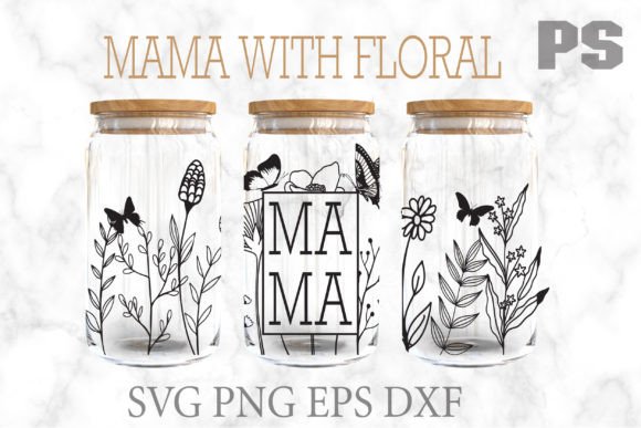 Mama with Floral and Butterfly Libbey