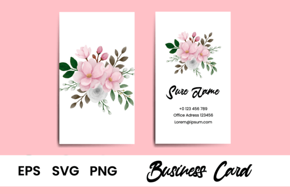 Name Card Floral Frame Pink Magnolia