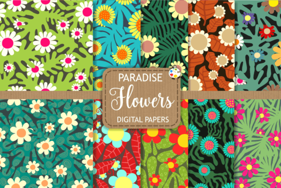 Seamless Paradise Flowers Floral Papers