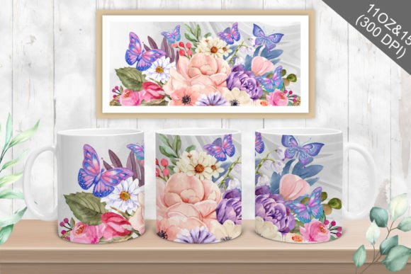 Watercolor Floral Mug Sublimation