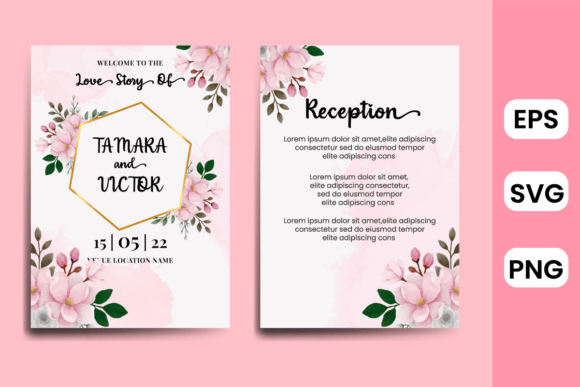Watercolor Invitation Card Magnolia SVG