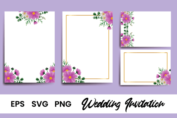 Watercolor Wedding Invitation Cosmos SVG
