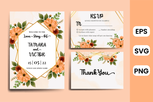 Wedding Invitation Dahlia Flower SVG