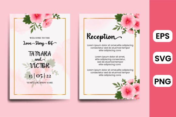 Wedding Invitation Hollyhock Flower SVG