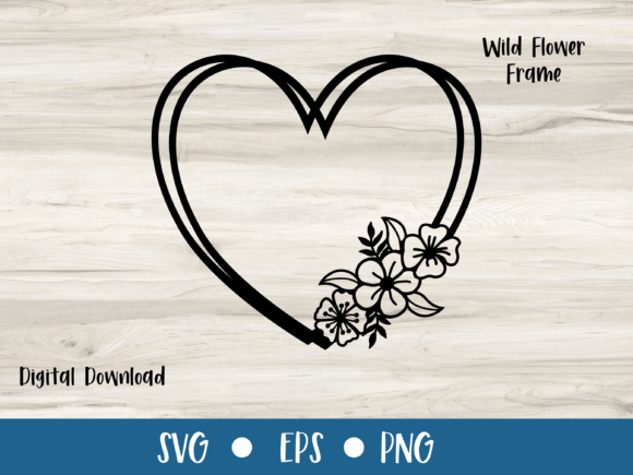 Wild Flower Floral Frame HEART